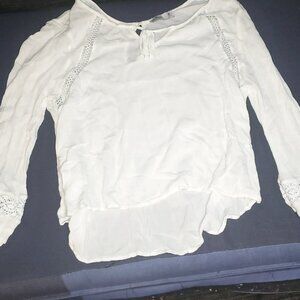 Hollister Women's White Long Sleeve Peasant Top Medium